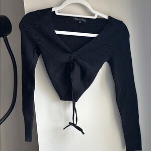 Kendall & Kylie Black Knit Sweater with Front Tie